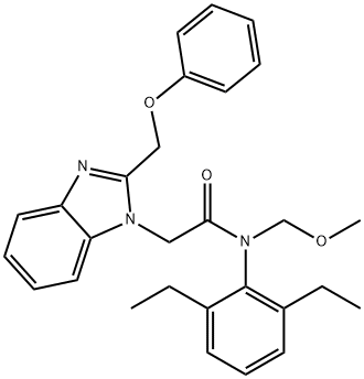 N-(2,6-diethylphenyl)-N-(methoxymethyl)-2-[2-(phenoxymethyl)-1H-benzimidazol-1-yl]acetamide 구조식 이미지