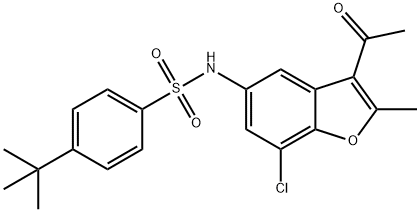 N-(3-acetyl-7-chloro-2-methyl-1-benzofuran-5-yl)-4-tert-butylbenzenesulfonamide 구조식 이미지