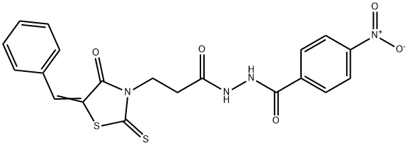 N'-[3-(5-benzylidene-4-oxo-2-thioxo-1,3-thiazolidin-3-yl)propanoyl]-4-nitrobenzohydrazide 구조식 이미지