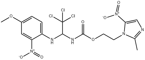 2-{5-nitro-2-methyl-1H-imidazol-1-yl}ethyl 2,2,2-trichloro-1-{2-nitro-4-methoxyanilino}ethylcarbamate Structure