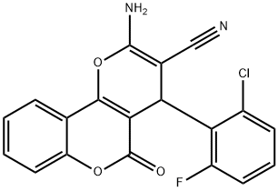 2-amino-4-(2-chloro-6-fluorophenyl)-5-oxo-4H,5H-pyrano[3,2-c]chromene-3-carbonitrile Structure