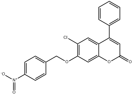 6-chloro-7-({4-nitrobenzyl}oxy)-4-phenyl-2H-chromen-2-one 구조식 이미지