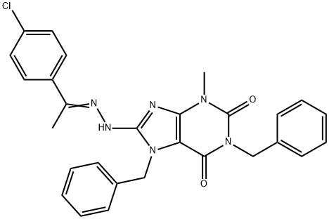 1,7-dibenzyl-8-{2-[1-(4-chlorophenyl)ethylidene]hydrazino}-3-methyl-3,7-dihydro-1H-purine-2,6-dione 구조식 이미지