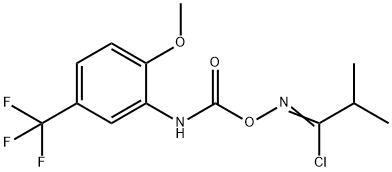 N-({[2-methoxy-5-(trifluoromethyl)anilino]carbonyl}oxy)-2-methylpropanimidoyl chloride Structure