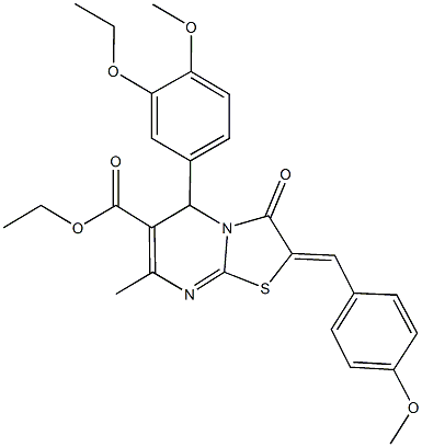 ethyl 5-(3-ethoxy-4-methoxyphenyl)-2-(4-methoxybenzylidene)-7-methyl-3-oxo-2,3-dihydro-5H-[1,3]thiazolo[3,2-a]pyrimidine-6-carboxylate Structure