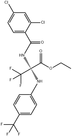ethyl 2-[(2,4-dichlorobenzoyl)amino]-3,3,3-trifluoro-2-[4-(trifluoromethyl)anilino]propanoate Structure
