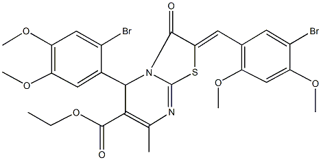 ethyl 2-(5-bromo-2,4-dimethoxybenzylidene)-5-(2-bromo-4,5-dimethoxyphenyl)-7-methyl-3-oxo-2,3-dihydro-5H-[1,3]thiazolo[3,2-a]pyrimidine-6-carboxylate 구조식 이미지