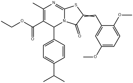 ethyl 2-(2,5-dimethoxybenzylidene)-5-(4-isopropylphenyl)-7-methyl-3-oxo-2,3-dihydro-5H-[1,3]thiazolo[3,2-a]pyrimidine-6-carboxylate 구조식 이미지