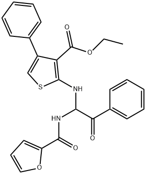 ethyl 2-{[1-(2-furoylamino)-2-oxo-2-phenylethyl]amino}-4-phenyl-3-thiophenecarboxylate Structure