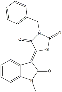 3-benzyl-5-(1-methyl-2-oxo-1,2-dihydro-3H-indol-3-ylidene)-1,3-thiazolidine-2,4-dione 구조식 이미지