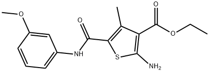 ethyl 2-amino-5-[(3-methoxyanilino)carbonyl]-4-methyl-3-thiophenecarboxylate 구조식 이미지