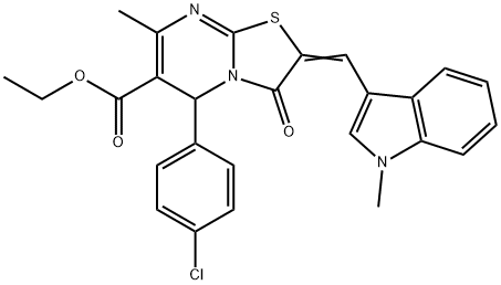 ethyl 5-(4-chlorophenyl)-7-methyl-2-[(1-methyl-1H-indol-3-yl)methylene]-3-oxo-2,3-dihydro-5H-[1,3]thiazolo[3,2-a]pyrimidine-6-carboxylate Structure