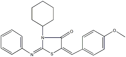 3-cyclohexyl-5-(4-methoxybenzylidene)-2-(phenylimino)-1,3-thiazolidin-4-one 구조식 이미지