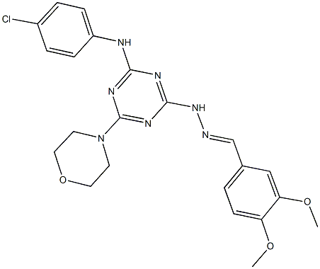 3,4-dimethoxybenzaldehyde [4-(4-chloroanilino)-6-(4-morpholinyl)-1,3,5-triazin-2-yl]hydrazone 구조식 이미지