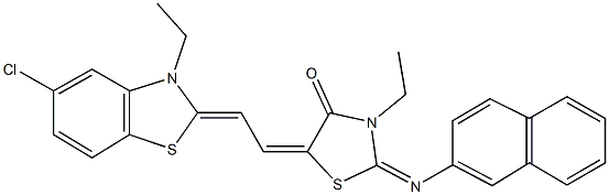5-[2-(5-chloro-3-ethyl-1,3-benzothiazol-2(3H)-ylidene)ethylidene]-3-ethyl-2-(2-naphthylimino)-1,3-thiazolidin-4-one Structure