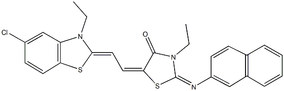 5-[2-(5-chloro-3-ethyl-1,3-benzothiazol-2(3H)-ylidene)ethylidene]-3-ethyl-2-(2-naphthylimino)-1,3-thiazolidin-4-one 구조식 이미지