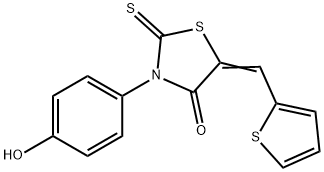 3-(4-hydroxyphenyl)-5-(2-thienylmethylene)-2-thioxo-1,3-thiazolidin-4-one 구조식 이미지