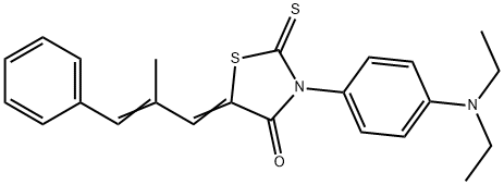 3-[4-(diethylamino)phenyl]-5-(2-methyl-3-phenyl-2-propenylidene)-2-thioxo-1,3-thiazolidin-4-one 구조식 이미지