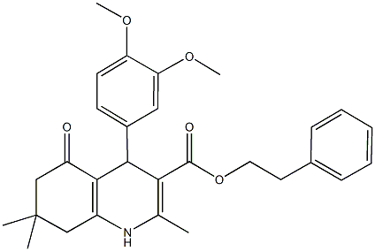 2-phenylethyl 4-(3,4-dimethoxyphenyl)-2,7,7-trimethyl-5-oxo-1,4,5,6,7,8-hexahydro-3-quinolinecarboxylate 구조식 이미지