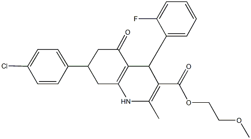 2-methoxyethyl 7-(4-chlorophenyl)-4-(2-fluorophenyl)-2-methyl-5-oxo-1,4,5,6,7,8-hexahydro-3-quinolinecarboxylate 구조식 이미지