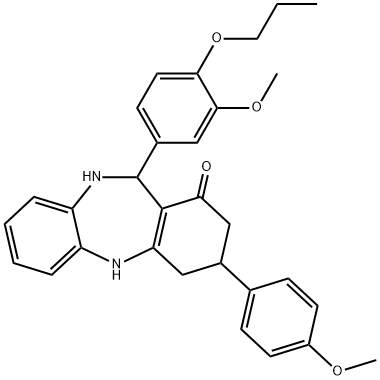 3-(4-methoxyphenyl)-11-(3-methoxy-4-propoxyphenyl)-2,3,4,5,10,11-hexahydro-1H-dibenzo[b,e][1,4]diazepin-1-one 구조식 이미지