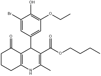 butyl 4-(3-bromo-5-ethoxy-4-hydroxyphenyl)-2-methyl-5-oxo-1,4,5,6,7,8-hexahydro-3-quinolinecarboxylate Structure