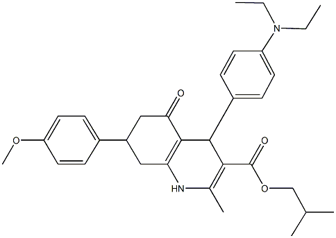 isobutyl 4-[4-(diethylamino)phenyl]-7-(4-methoxyphenyl)-2-methyl-5-oxo-1,4,5,6,7,8-hexahydro-3-quinolinecarboxylate Structure