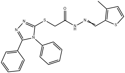 2-[(4,5-diphenyl-4H-1,2,4-triazol-3-yl)sulfanyl]-N'-[(3-methyl-2-thienyl)methylene]acetohydrazide 구조식 이미지