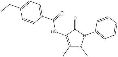 N-(1,5-dimethyl-3-oxo-2-phenyl-2,3-dihydro-1H-pyrazol-4-yl)-4-ethylbenzamide 구조식 이미지