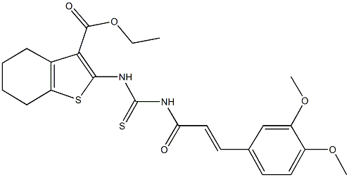 ethyl 2-[({[3-(3,4-dimethoxyphenyl)acryloyl]amino}carbothioyl)amino]-4,5,6,7-tetrahydro-1-benzothiophene-3-carboxylate Structure