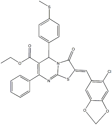 ethyl 2-[(6-chloro-1,3-benzodioxol-5-yl)methylene]-5-[4-(methylsulfanyl)phenyl]-3-oxo-7-phenyl-2,3-dihydro-5H-[1,3]thiazolo[3,2-a]pyrimidine-6-carboxylate Structure