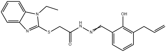 N'-(3-allyl-2-hydroxybenzylidene)-2-[(1-ethyl-1H-benzimidazol-2-yl)sulfanyl]acetohydrazide 구조식 이미지