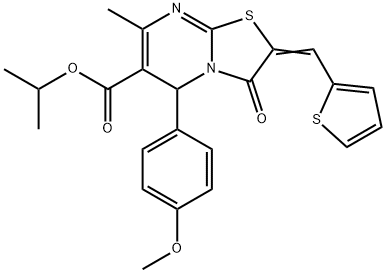 isopropyl 5-(4-methoxyphenyl)-7-methyl-3-oxo-2-(2-thienylmethylene)-2,3-dihydro-5H-[1,3]thiazolo[3,2-a]pyrimidine-6-carboxylate 구조식 이미지