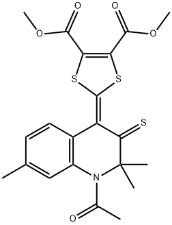 dimethyl 2-(1-acetyl-2,2,7-trimethyl-3-thioxo-2,3-dihydroquinolin-4(1H)-ylidene)-1,3-dithiole-4,5-dicarboxylate Structure