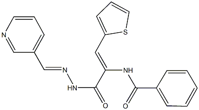 N-[1-{[2-(3-pyridinylmethylene)hydrazino]carbonyl}-2-(2-thienyl)vinyl]benzamide 구조식 이미지
