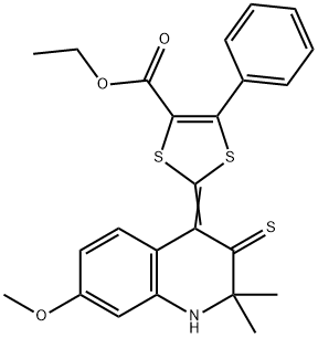 ethyl 2-(7-methoxy-2,2-dimethyl-3-thioxo-2,3-dihydro-4(1H)-quinolinylidene)-5-phenyl-1,3-dithiole-4-carboxylate Structure