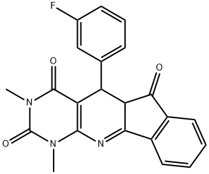 5-(3-fluorophenyl)-1,3-dimethyl-5,5a-dihydro-1H-indeno[2',1':5,6]pyrido[2,3-d]pyrimidine-2,4,6(3H)-trione Structure