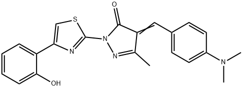 4-[4-(dimethylamino)benzylidene]-2-[4-(2-hydroxyphenyl)-1,3-thiazol-2-yl]-5-methyl-2,4-dihydro-3H-pyrazol-3-one 구조식 이미지