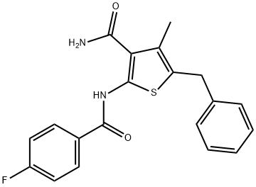 5-benzyl-2-[(4-fluorobenzoyl)amino]-4-methyl-3-thiophenecarboxamide 구조식 이미지