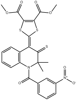 dimethyl 2-(1-{3-nitrobenzoyl}-2,2-dimethyl-3-thioxo-2,3-dihydro-4(1H)-quinolinylidene)-1,3-dithiole-4,5-dicarboxylate 구조식 이미지