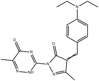 3-{4-[4-(diethylamino)benzylidene]-3-methyl-5-oxo-4,5-dihydro-1H-pyrazol-1-yl}-6-methyl-1,2,4-triazin-5(4H)-one Structure