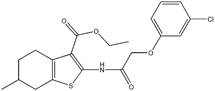 ethyl 2-{[(3-chlorophenoxy)acetyl]amino}-6-methyl-4,5,6,7-tetrahydro-1-benzothiophene-3-carboxylate Structure