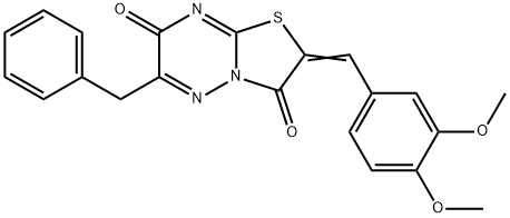 6-benzyl-2-(3,4-dimethoxybenzylidene)-7H-[1,3]thiazolo[3,2-b][1,2,4]triazine-3,7(2H)-dione 구조식 이미지