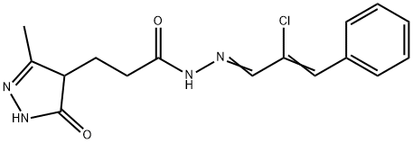 N'-(2-chloro-3-phenyl-2-propenylidene)-3-(3-methyl-5-oxo-4,5-dihydro-1H-pyrazol-4-yl)propanohydrazide Structure