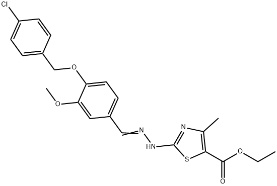 ethyl 2-(2-{4-[(4-chlorobenzyl)oxy]-3-methoxybenzylidene}hydrazino)-4-methyl-1,3-thiazole-5-carboxylate 구조식 이미지