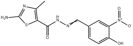 2-amino-N'-{4-hydroxy-3-nitrobenzylidene}-4-methyl-1,3-thiazole-5-carbohydrazide 구조식 이미지