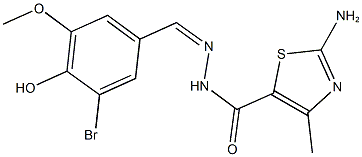 2-amino-N'-(3-bromo-4-hydroxy-5-methoxybenzylidene)-4-methyl-1,3-thiazole-5-carbohydrazide Structure