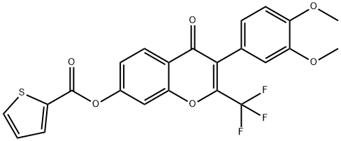 3-(3,4-dimethoxyphenyl)-4-oxo-2-(trifluoromethyl)-4H-chromen-7-yl 2-thiophenecarboxylate 구조식 이미지