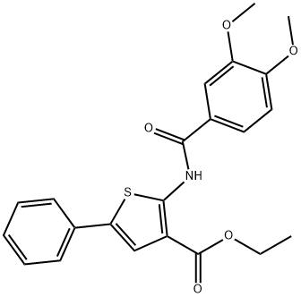 ethyl 2-[(3,4-dimethoxybenzoyl)amino]-5-phenyl-3-thiophenecarboxylate Structure