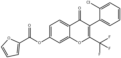 3-(2-chlorophenyl)-4-oxo-2-(trifluoromethyl)-4H-chromen-7-yl 2-furoate 구조식 이미지